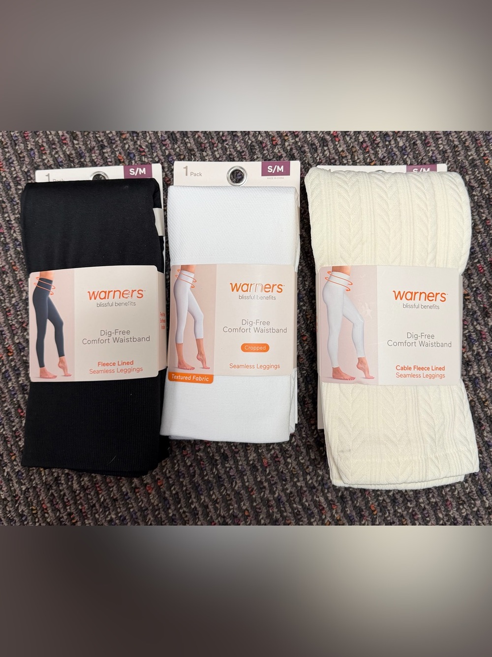 Warners Women's Seamless Leggings - Black, White, Cream (S/M)